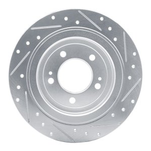 Hyundai Nexo Brake Rotor (1) - Rear Left - R1 Concepts - Drilled & Slotted - Silver - `17-`25